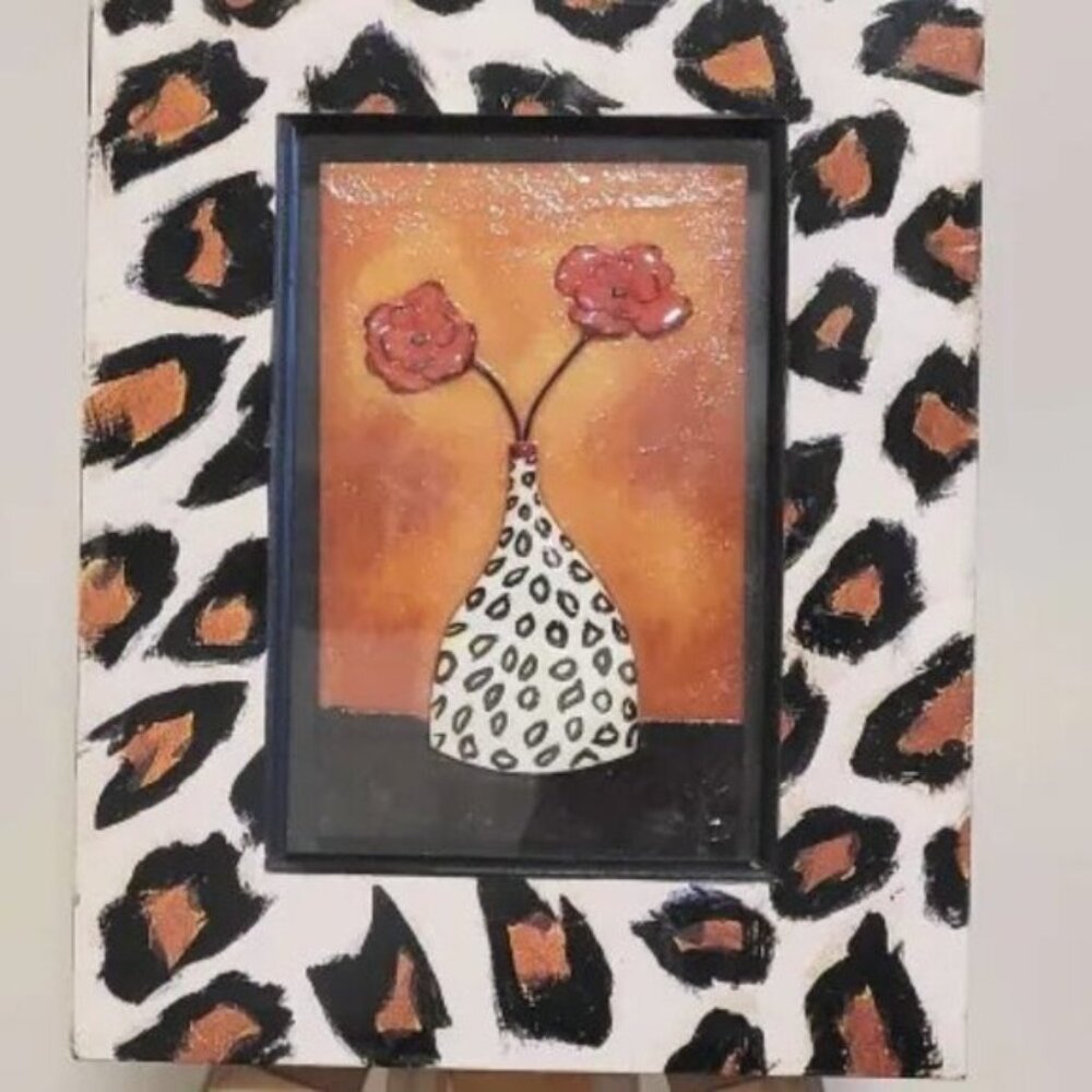 Ceramic Sculpture painted portrait of Safari II Floral By Artist (Krista Sewell)